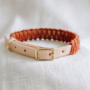 Artisan-Crafted Leather & Macrame Dog Collar: A Boho Classic